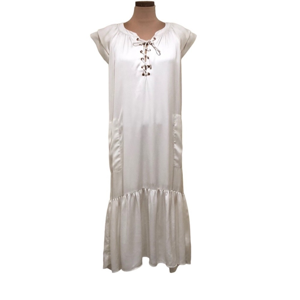 Sabina Musayev Amber Midi Dress White Size One Size White Ruffle Corset Lace Up